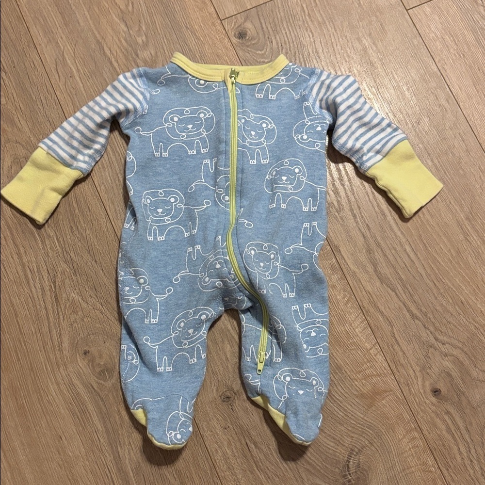 Blue and Yellow Baby Onesie with Lion Print